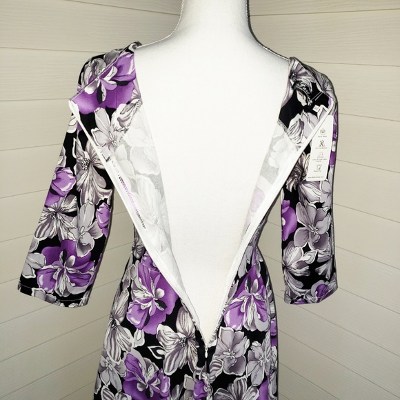 NWT Vintage Retro Style Dark Floral Dress - Picture 5 of 7